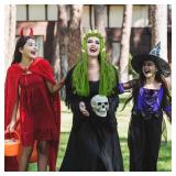 XunYee Mother Earth Costume Wig Mother Nature Costume Long Green Wig for Women Halloween Party Female Cosplay