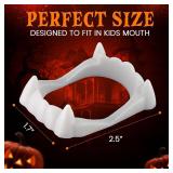 Vampire Teeth Kid Size, White Fake Vampire Teeth for Kids, Vampire Fangs for Kids Costume, Dress-Up, Pretend Play, 12 Pack Halloween Teeth for Halloween Party Favors