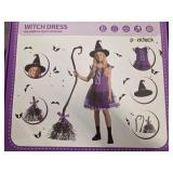 Kids Witch Costume for Girls, Halloween Costumes Dress Up Role Play Set