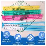 Mahjong Racks with Pushers - Set of 4 4 Colors Clear Acrylic American Mahjong Tile Racks with Built-in Rotation Pushers - Imports Mahjong Game Accessories