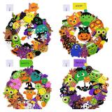 Winlyn 12 Halloween Craft Kits Fall Crafts DIY Halloween Wreath Ornaments Decorations Art Sets Monster Foam Stickers Arts and Crafts for Kids Home Classroom Party Favors Trick-or-Treat Activities