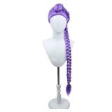BERON Girls Purple Long Wig with Braided Women Straight Long Braids Wigs for Cosplay Costume or Party