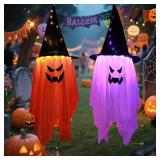 2PCS Halloween Decorations, 42"x14" Glowing Ghost Outdoor/Indoor Lights with 8 Lighting Modes, Waterproof Battery Case for Garden, Yard, Haunted Halloween Party (Large Standing Ghost)