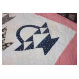 Antique Handstitched Basket Quilt 64"x96"