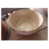 Vtg. Crock Bowl and Metal Cake Taker