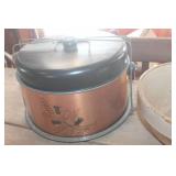 Vtg. Crock Bowl and Metal Cake Taker