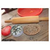 Vtg. Wood Rolling Pin, Coors Tray & More