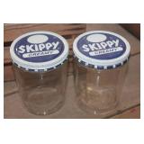 Vtg. Peanut Butter Jars in Wood Crate