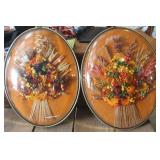 Vtg. Beveled Flower Décor Pictures 15" tall