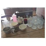 Vtg. Crock Pitcher, Glasses & More
