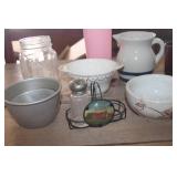 Vtg. Crock Pitcher, Glasses & More