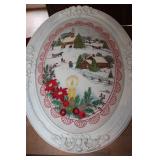Oval Embroidered Christmas Picture 17"x23"