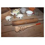 Vintage Rolling Pin, Teapot and More
