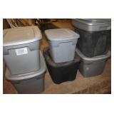 8 Various Sized Rubbermaids some without lids