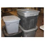 8 Various Sized Rubbermaids some without lids