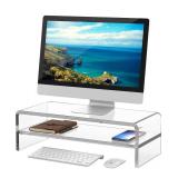 Acrylic Monitor Stand,2 Tiers Computer Monitor Riser(18x8x5.5 inches),Computer Stand/Monitor Riser for Office