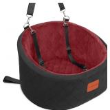 Lealchum Dog Car Seat for Small Dogs Up to 30 Lbs,Ultra Soft Fabric Fill in Comfy Memory Foam,Happy Pet Ride,2 Safety Dog Leashes,Fully Detachable and Washable,Anti Slip Base(Black/Red)