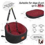 Lealchum Dog Car Seat for Small Dogs Up to 30 Lbs,Ultra Soft Fabric Fill in Comfy Memory Foam,Happy Pet Ride,2 Safety Dog Leashes,Fully Detachable and Washable,Anti Slip Base(Black/Red)