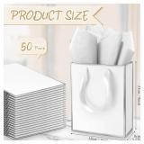 Yeaqee 50 Pack Metallic Gift Bags with Handle and Tissue Paper Gold Foil Thank You Bag for Valentine Wedding 5 Groomsmen Bridal 5 Senses Gifts Holiday Party Favors 9x7x3.15