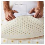 ECQOLRA 100% Natural Talalay Latex Pillow, Luxury Queen Size Firm Support Sleeping Bed Pillow for Side, Back, and Stomach Sleepers, Extra Soft Latex Foam Pillow, Removable Breathable Cotton Cover