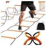 ALPHAWORX Agility Ladder, Agility Training Equipment, Soccer Speed Ladder, Football Footwork Ladder, Workout Ladder for Kid Adult, Foldable Instant Set-up & Tangle-Free & Carry Bag (4 Rung * 3)