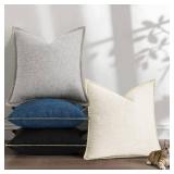 decorUhome Spring Decorative Throw Pillow Covers 12x20 Set of 2 Lumbar Linen Outdoor Neutral Farmhouse Pillow Covers with Stitched Edge for Couch Sofa Living Room, Light Grey
