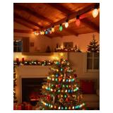 C7 Vintage Christmas Lights, 25Ft Ceramic Multicolor Christmas String Lights with 27 5W Glass Bulbs, Waterproof Connectable Christmas Decorations for House Roofline Backyard Wedding Holiday Party