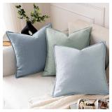 MIULEE Decorative Linen Pillow Covers 20x20 Inch Blue Grey Boho Farmhouse Neutral Couch Throw Pillows for Bed Pack of 2 Accent Coastal Modern Pillowcase Summer Sofa Livingroom Home Decor