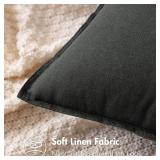 MIULEE 26x26 Inch Pack of 2 Decorative Euro Shams Linen Pillow Covers Boho Farmhouse Modern Soft Accent Throw Pillows for Bed Neutral Cushion Covers Sofa Couch Living Room Home Decor, Dark Gray