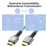 looyotul 4k Hdmi Cable 85ft Ultra High Speed HDMI 2.0 Cable 4K@60HZ 3D ARC Gold Plated Connector Ethernet Audio Video Return HDMI Cord for UHD TV Monitor Laptop Xbox PS4/PS5 Roku TV ect.(Silvery)