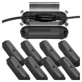 Weewooday 8 Pack Outdoor Extension Cord Safety Cover Water Resistant Seal Housing Capsule Shaped Electrical Outlet Weatherproof Outdoor Cover Waterproof Electric Safety Connection Box (Black)