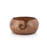 NIRMAN Wooden Yarn Bowl Hand Made by Indian Artisans with Premium Mango Wood for Knitting and Crochet (6\" x 6\" x 3