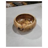 NIRMAN Wooden Yarn Bowl Hand Made by Indian Artisans with Premium Mango Wood for Knitting and Crochet (6\" x 6\" x 3