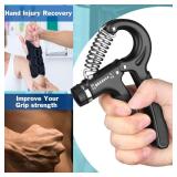 AIXPI Grip Strength Trainer, Hand Grip Exerciser Strengthener with Adjustable Resistance 11-132 Lbs (5-60kg), Forearm Strengthener, Hand Exerciser for Muscle Building and Injury Recover Black 1 Pack