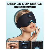 LC-dolida Sleep Headphones, 3D Sleep Mask Bluetooth Wireless Music Eye Mask, Sleeping Headphones for Side Sleepers Sleep Mask with Bluetooth Headphones Ultra-Thin Stereo Speakers Perfect for Sleeping