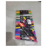 Peablce Art Markers Brush Pen, Markers for Adult Coloring Books No Bleeding,32 Colored Pens Fine Point Highlighter Pen & Brush for Adult Coloring Journaling Note Taking Planner