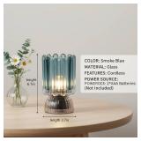 MiuBrty Battery Operated Lamp with Auto-Off Timer, Cordless Table Night Light for Bedroom & Entryway, Portable LED Lamp for Home, Outdoor, Camping No Battery Included (Wine Glass Design-Smoke Blue)