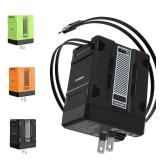 2-in-1 Compatible with 120w Fast Charger, 2025 New Retractable Wall Fasts Charging Power Adapter with All in One Foldable Plug, Multi-Functional Fast Smart Charger for Phone, Tablet, Laptops (Black)