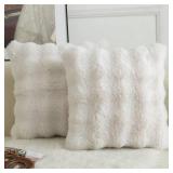 MANDIOO Pack of 2 Thick Plush Wool Decorative Throw Pillow Covers Super Soft Wave Bubble Fur Velvet Cushion Covers Pillow Shams for Couch Bed Living Room 22x22 Inch Cream White