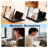Screen Magnifier Version, 2026 New 3D HD Foldable Amplifier Phone Stand with Adjustable Angle Gift for Mom Dad Family Portable Universal Enlarger Movies Gaming Video(Black, 12 inch)