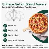3 Pieces Stand Mixers Repair Set for Kitchen Tilt-Head Stand Mixers K45DH Dough Hook K45B Coated Flat Blade Paddle K45WW Wire Whip Compatible with kitchen aid Mixers Accessories by AMI PARTS