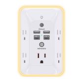 Multi Plug Outlet, HANYCONY Outlet Extender with 4 USB Ports (2 USB C) and Night Light, 1050J Surge Protector, Wall Mount, Outlet Splitter for Bathroom Kicthen Camper Dorm Room Essentials