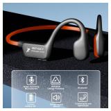 MZYQCY Bone Conduction Headphones,Open Ear Wireless Bluetooth 5.4 Headphones with Mic IPX6 Waterproof Sport Bluetooth Headset 15H Playback for Running,Cycling,Walking,Outdoor (Orange)