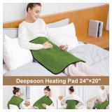 Deepsoon Heating Pad,Electric Heating Pads for Back,Neck,Abdomen,Moist Heating Pad for Shoulder,Knee,Arms,Legs,Dry/Moist Heat & Auto Shut Off,Christmas Gifts for Men and Women,Green Black,24x20 Inch
