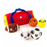 My First Sports Bag with 5 Plush Sports Balls - Rattle Ball with Sound - Sensory Toys for 1 Year Old - Toys for Toddler - Rattles Gift for 1 Year Old