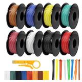 22 AWG Stranded Wire Spool, 16.5ft Each in 8 Colors - Silicone Electrical Tinned Copper Wire, 22 Gauge Flexible Hook Up Wire Kit for DIY, Automotive, Home, and Power Wiring