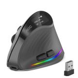 AOC 2.4GHz Ergonomic Mouse, Wireless Bluetooth Vertical Mouse for Work, 4800 DPI Optical Tracking, 5 Adjustable DPI, Quiet Clicks, RGB Light, Compatible with Computer, Laptop, PC, Mac, Desktop - Gray