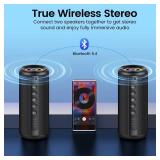 dotn Portable Bluetooth Speaker, 2026 Bluetooth 5.4 Wireless Speaker with 20W HD Loud Stereo Sound, 20H Playtime, LED Lights, IP7, TWS Pairing, Built-in Mic, for Outdoor, Home, Beach, Party, Gift