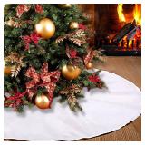 SevenFish 48 inch Plain White Christmas Tree Skirt Large Double Layers Soft Burlap Tree Skirt for Merry Christmas Party Traditional Christmas Tree Decorations
