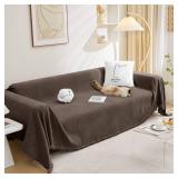 MEETSKY Couch Cover for Dogs, Sofa Covers for Pets Washable, Chenille Sofa Covers for 2 Cushion Couch Sofa with Tassels, Love Seat Couch Covers for Sofa, 71\" x 118\", Dark Chocolate